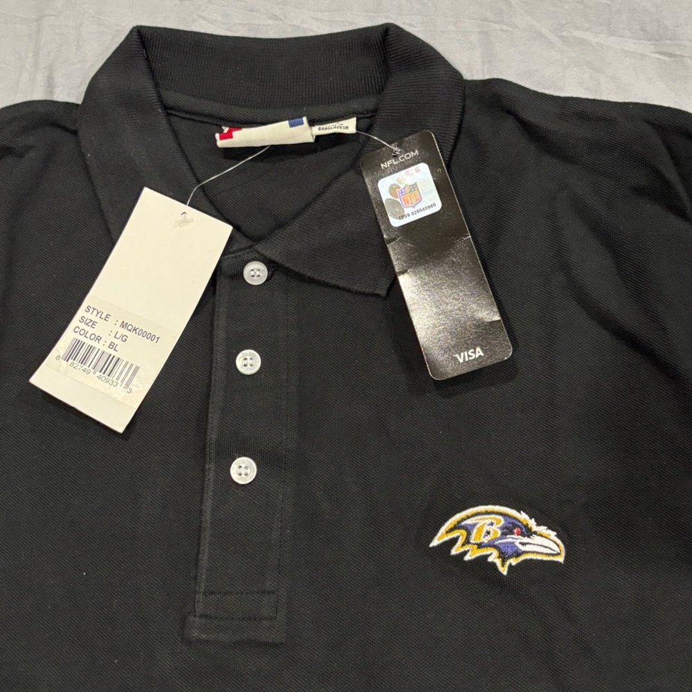 Ravens logo official NFL Team men’s black polo size large - Picture 5 of 6